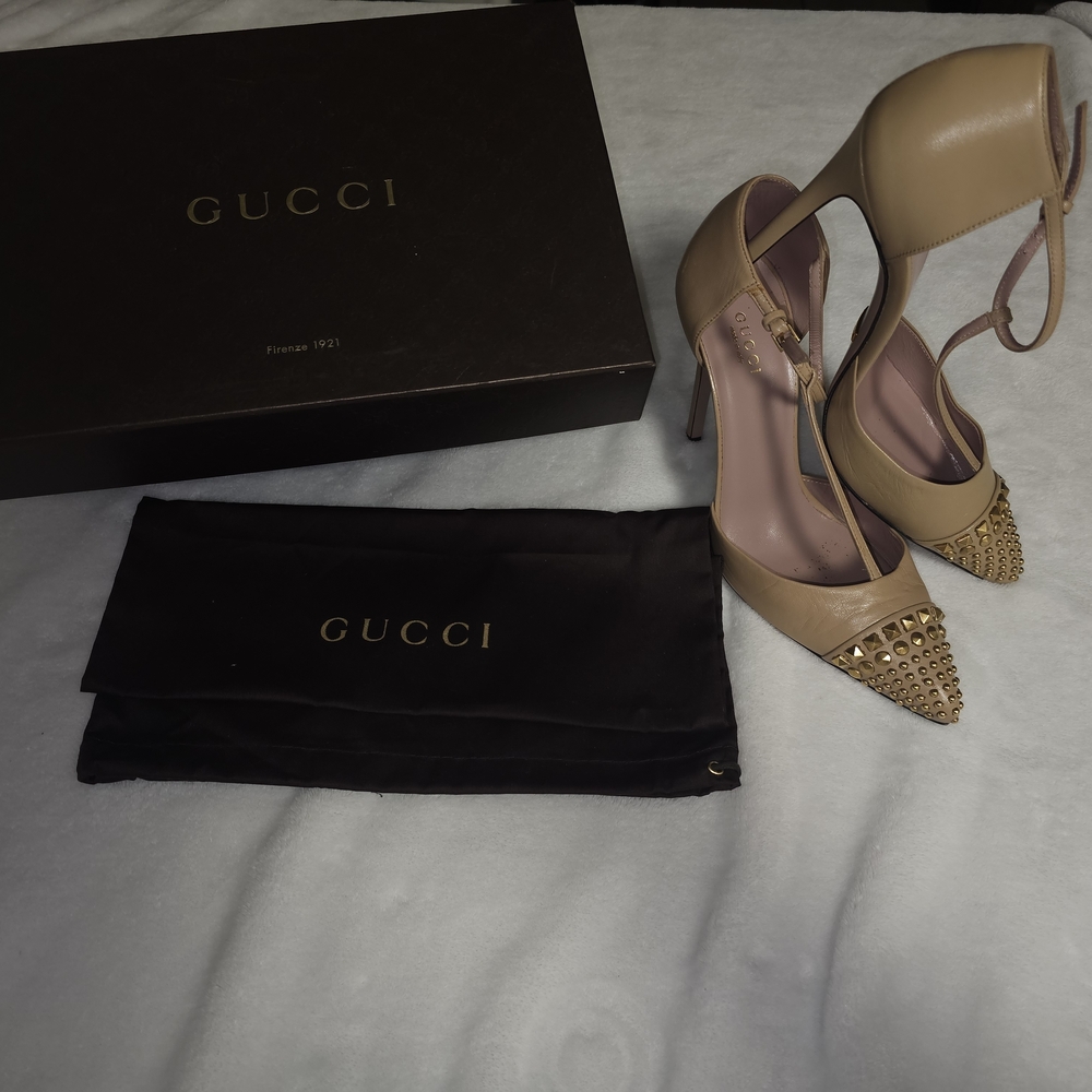 Gucci Women's Beige Studded Heels